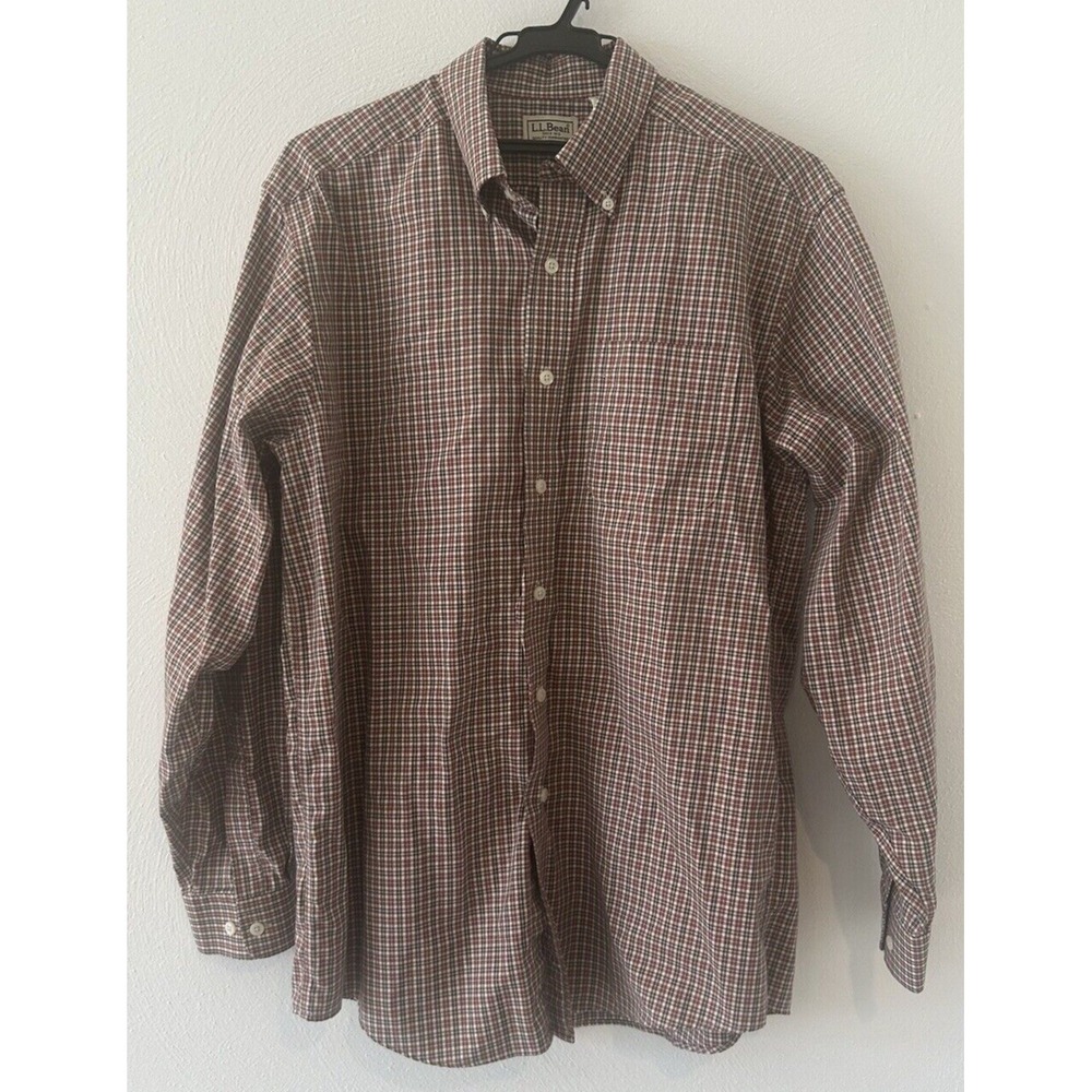 LL Bean Shirt Men's Medium Regular Plaid Button Down‎ Long Sleeve